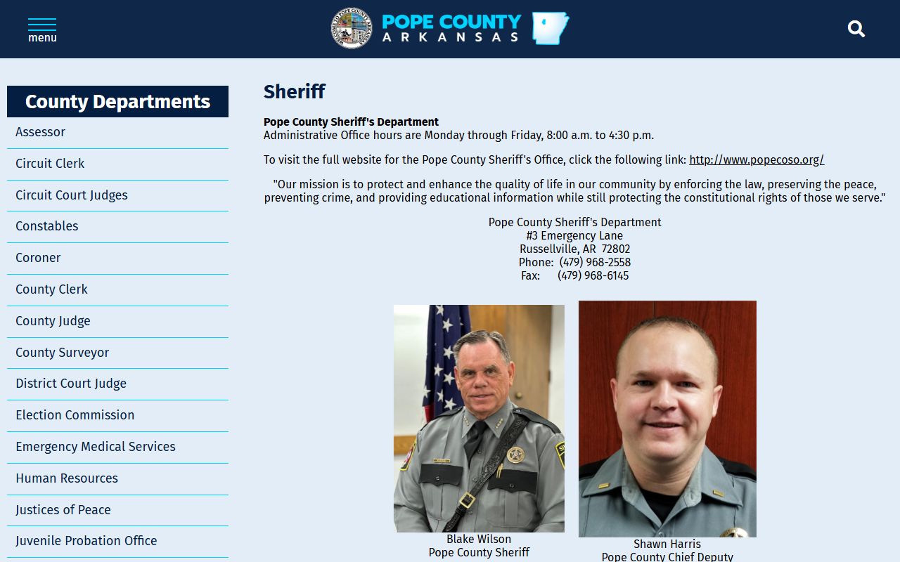 Pope County Detention Center sheriff contact record